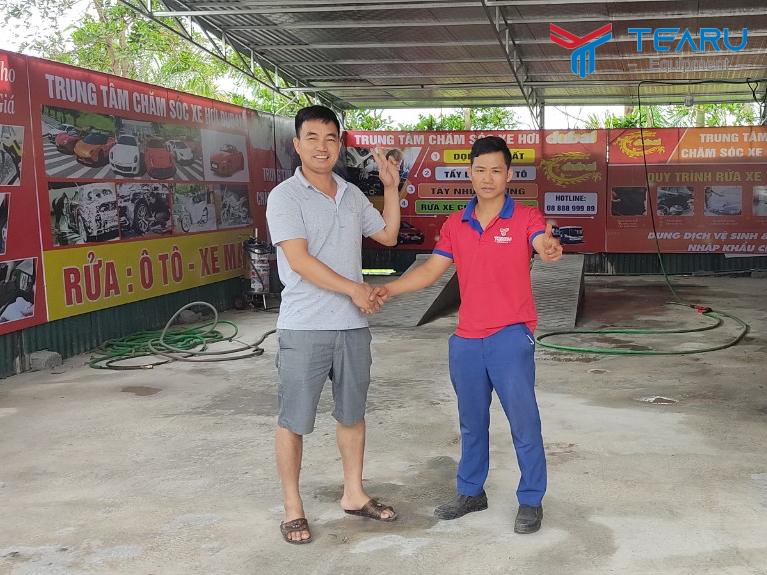Lắp đặt tiệm rửa xe 3 pha cơ bản cho anh Trình ở Đông Anh, Hà Nội