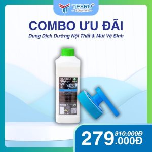Combo dung dịch dưỡng nội thất Polyrole Shine 1 lít và mút vệ sinh xe 3 inch có tay cầm