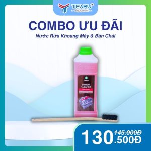 Combo dung dịch rửa khoang máy motor cleaner 1L và bàn chải vệ sinh đa năng cán gỗ dài