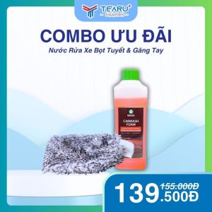 Combo nước rửa xe Carwash Foam 1L và găng tay rửa xe sợi nhung san hô