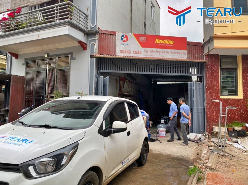 Lắp đặt tiệm rửa xe máy cho anh Xuân ở Long Biên, Hà Nội