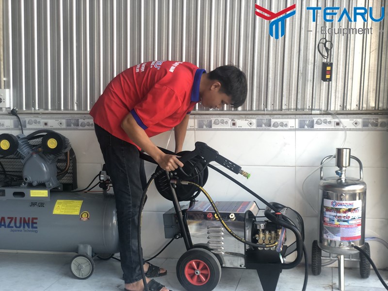 Lắp đặt thiết bị rửa xe máy cho anh Giỏi ở Nhơn Trạch - Đồng Nai 