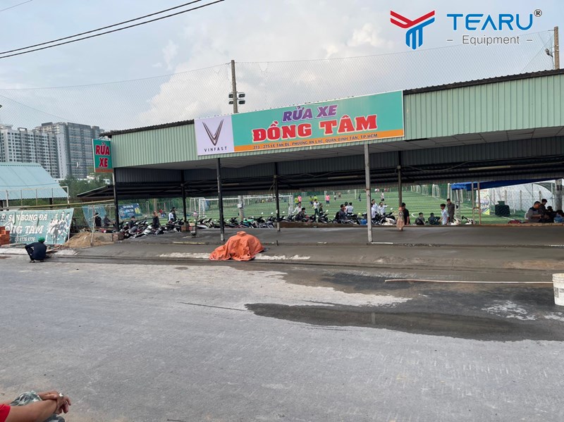 Bàn giao bộ thiết bị rửa xe cho anh Phú tại Bình Tân - HCM 