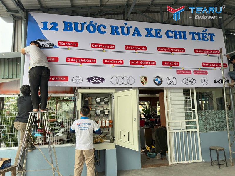 Hoàn thành lắp đặt thiết bị rửa xe cho anh Hùng ở Thái Bình 