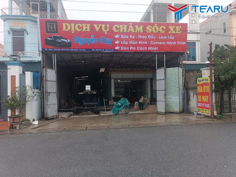 Lắp đặt bộ thiết bị rửa xe cho anh Huy ở Thái Bình