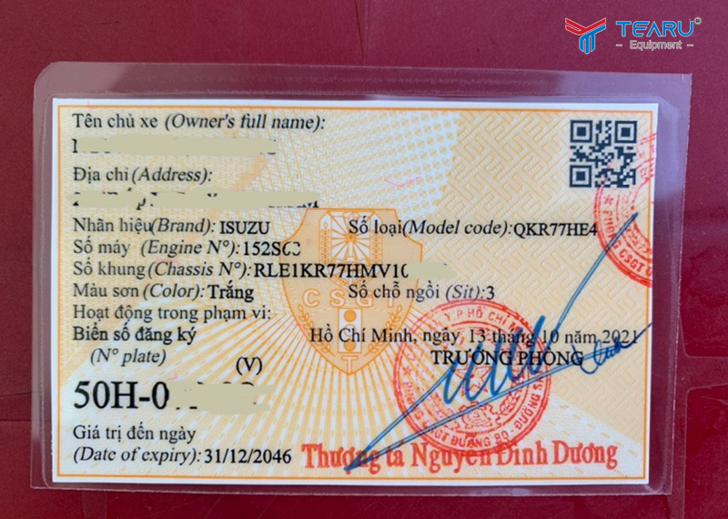 Giấy đăng ký xe ô tô bản gốc 