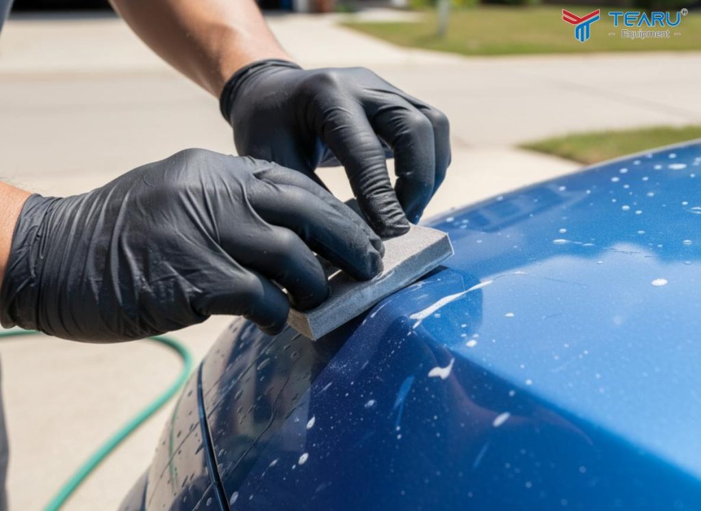 Xem Ngay 5 Cách loại bỏ vết trầy nhỏ trên thân xe ô tô tại nhà 5 Sử dụng giấy nhám mịn và kem bánh bóng vết xước