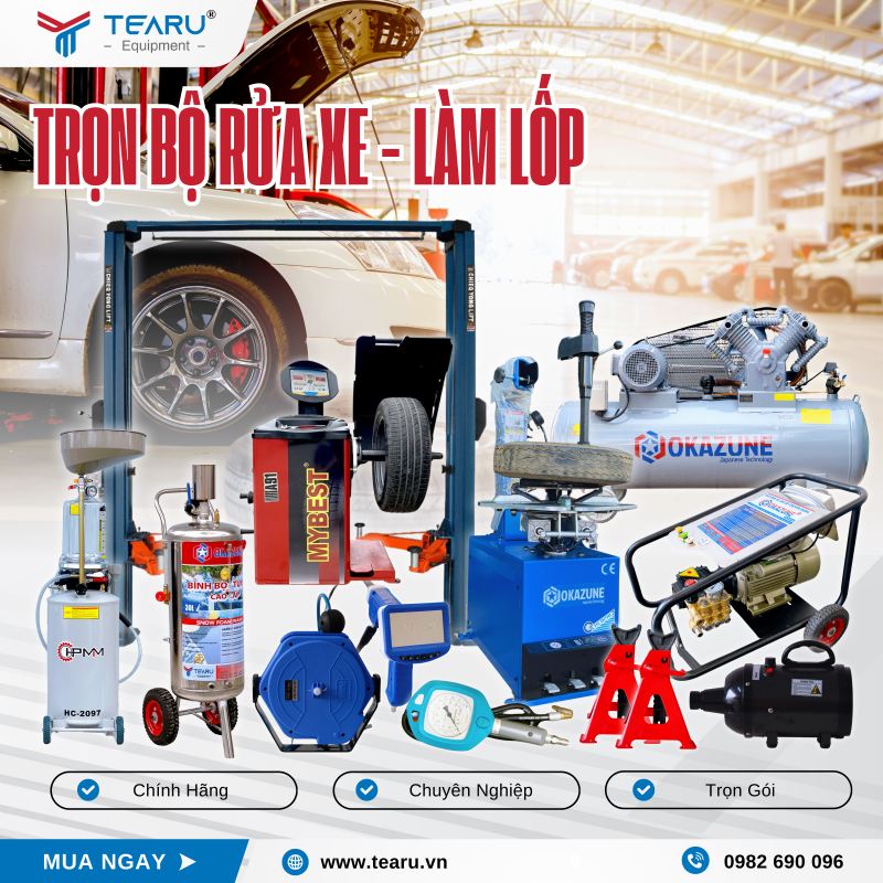 Trọn Bộ Thiết Bị Cần Có Mở Tiệm Rửa Xe Và Làm Lốp Chuyên Nghiệp 3 Tearu cung cấp Trọn bộ thiết bị cần có khi mở tiệm rửa xe và làm lốp chuyên nghiệp