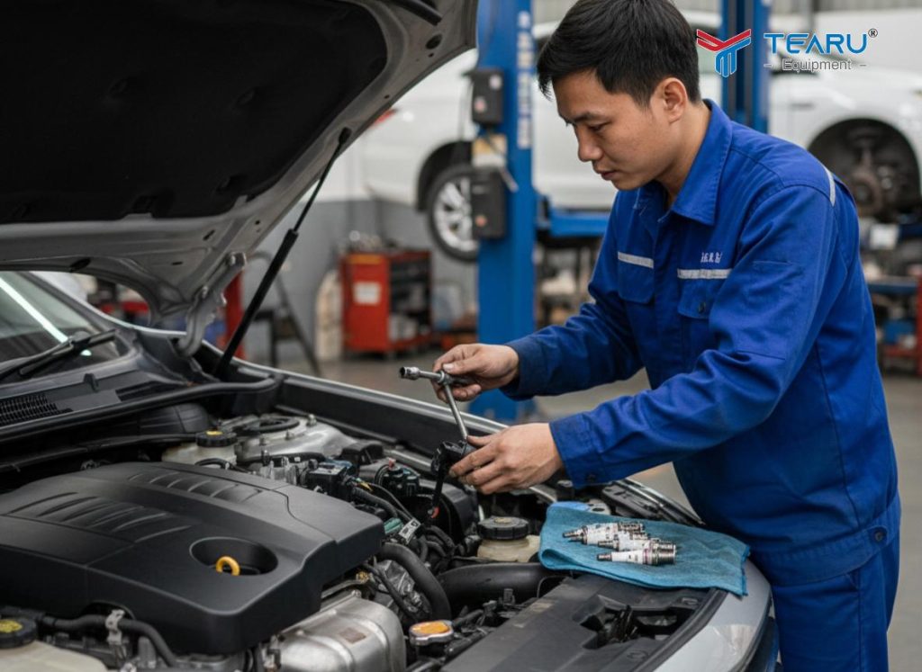 Tổng Hợp Các Trường Hợp Xe Ô Tô Cảnh Báo Cá Vàng Thường Gặp 2 Khi bugi mòn hoặc cuộn đánh lửa hoạt động kém, quá trình đốt cháy không hoàn hảo, dẫn đến báo lỗi động cơ.