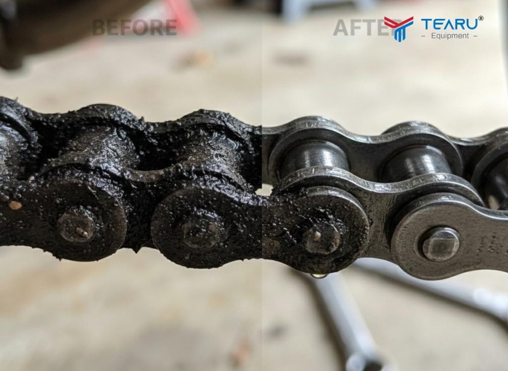 Bí Quyết Bảo Dưỡng Xích Xe Máy Luôn Trơn Tru, Không Bị Rão 3 Đầu tiên cần loại bỏ cặn bẩn bám trên xích xe