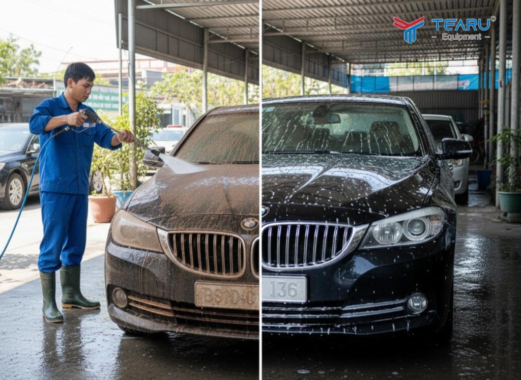 Giải Đáp: Nước Rửa Xe Không Chạm Có Làm Xỉn Màu Phần Mạ Crom Trên Xe? 2 Nước rửa xe không chạm Giảm hoặc loại bỏ hoàn toàn thao tác chà rửa thủ công