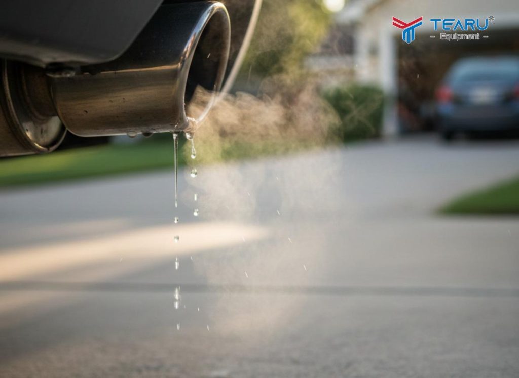 Vì Sao Pô Xe Ô Tô Bị Chảy Nước Vào Buổi Sáng? Giải Thích Dễ Hiểu 5 Pô xe chảy nước vào buổi sáng là điều hết sức bình thường bạn đừng lo lắng quá trừ khi nước chảy ra hoặc khói có màu và mùi bất thường thì bạn nên đến gara để kiểm tra