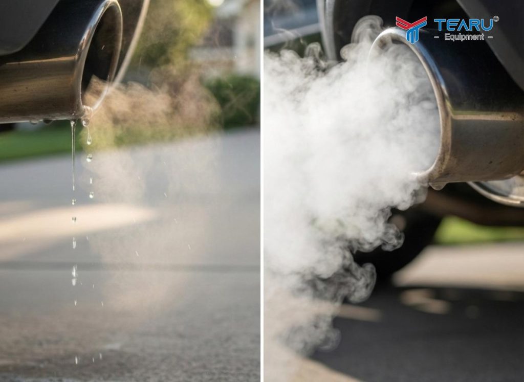 Vì Sao Pô Xe Ô Tô Bị Chảy Nước Vào Buổi Sáng? Giải Thích Dễ Hiểu 3 Khi ống xả có khói màu trắng đục và mùi khó chịu thì bạn nên đi kiểm tra tại gara chuyên nghiệp