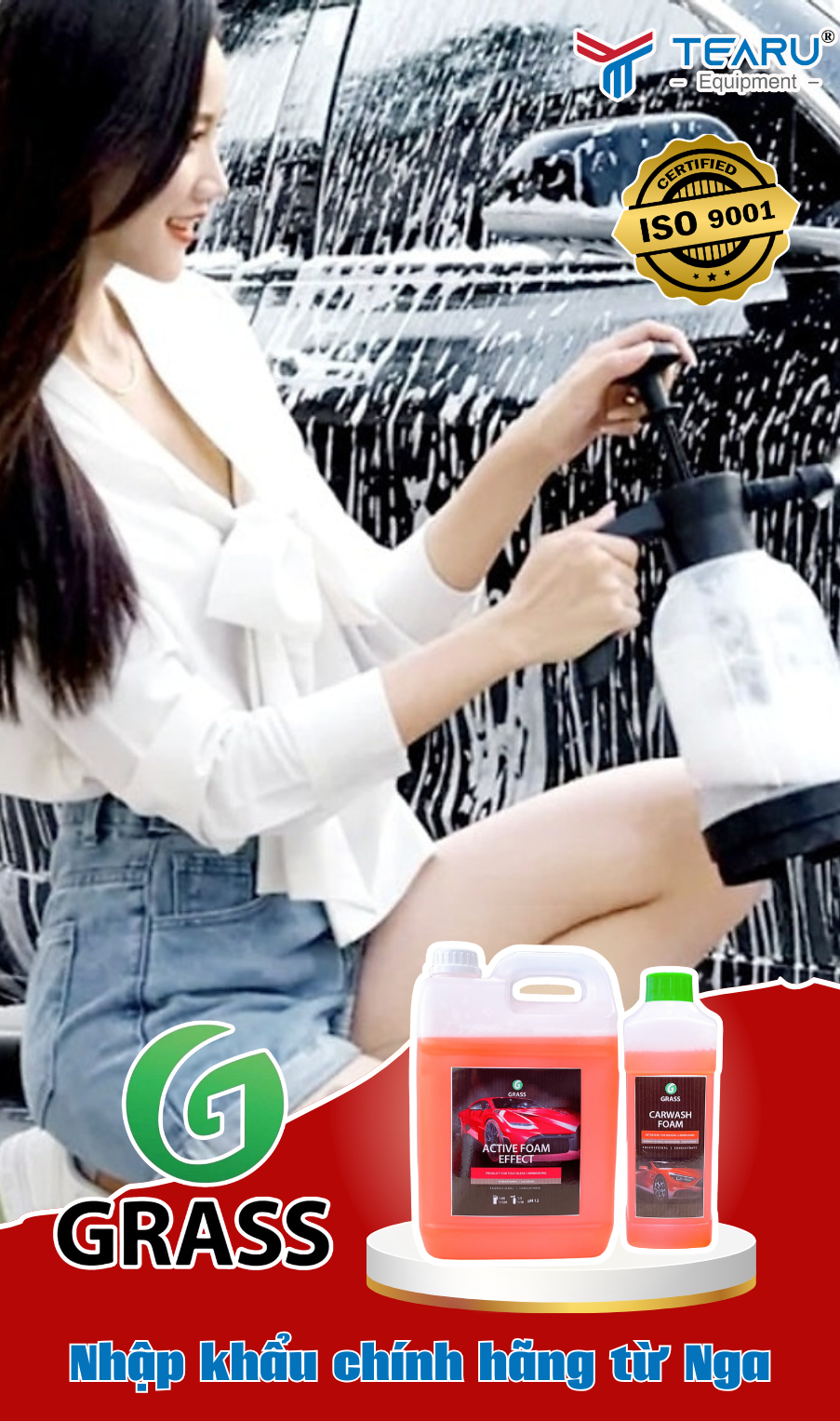 Dung dich rua Cham soc xe Grass