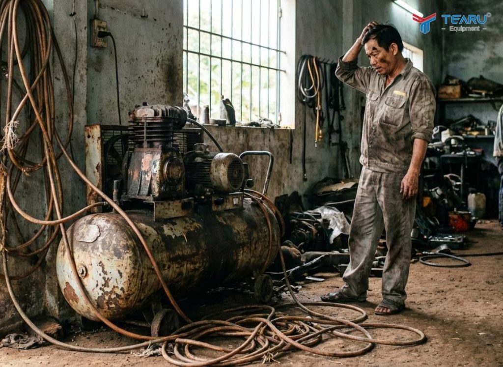 Cảnh Báo Nguy Hiểm Từ Máy Nén Khí Kém Chất Lượng Trong Gara, Xưởng Sửa Xe 1 Cảnh Báo Nguy Hiểm Từ Máy Nén Khí Kém Chất Lượng Trong Gara, Xưởng Sửa Xe