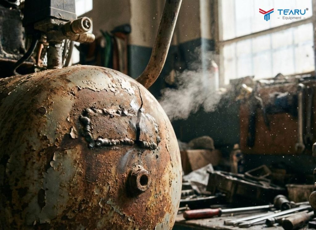 Cảnh Báo Nguy Hiểm Từ Máy Nén Khí Kém Chất Lượng Trong Gara, Xưởng Sửa Xe 2 Nguy cơ nổ bình nén khí gây thiệt hại về người và tài sản