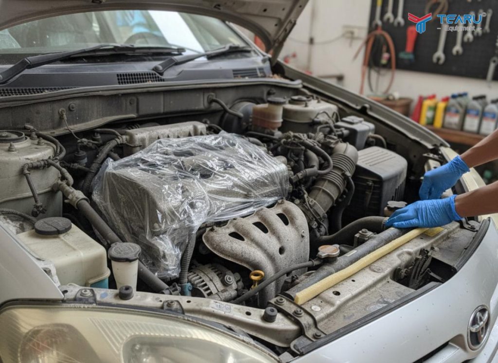 Những Lưu Ý Khi Vệ Sinh Khoang Máy Xe Ô Tô Tại Nhà Để Tránh Những Rủi Ro 3 Cần che chén những bộ phận mạch điện quan trọng khi vệ sinh khoang động cơ