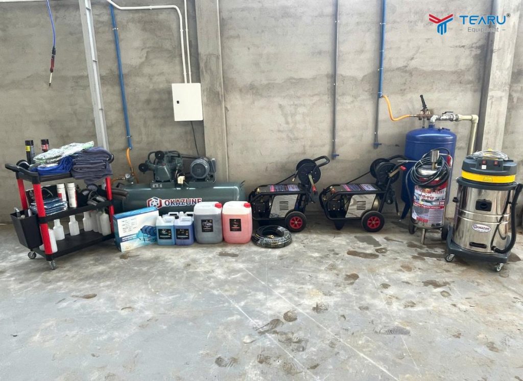 Hoàn Thiện Lắp Đặt Thiết Bị Rửa Xe Cho Anh Phước Ở Xuyên Mộc – Bà Rịa – Vũng Tàu 3 Ngoài thiết bị công ty Tearu cung cấp đầy đủ dụng cụ và dung dịch làm nghề
