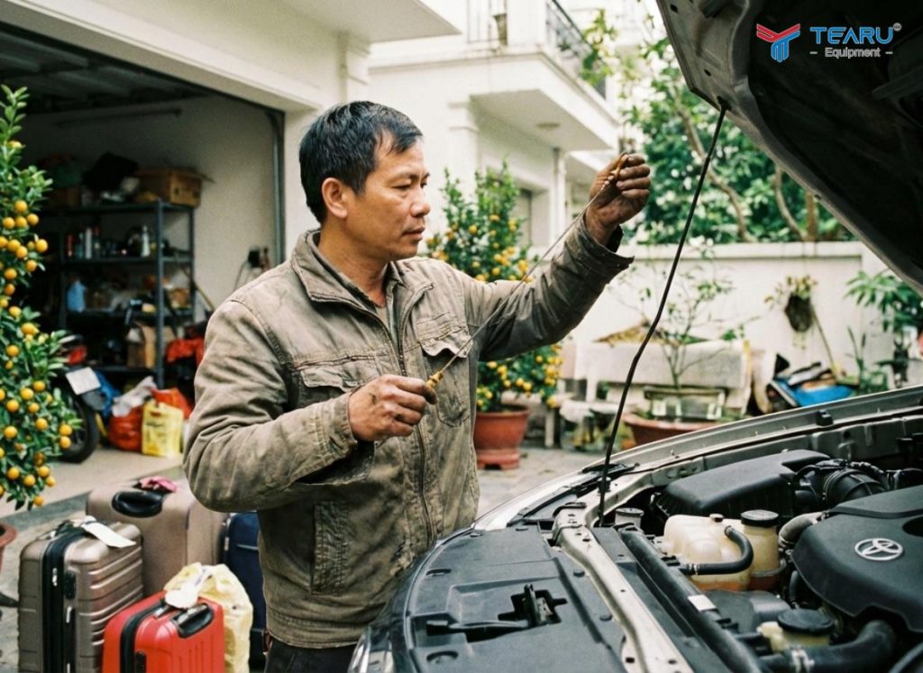 Kinh Nghiệm Chăm Sóc Xe Ô Tô Tại Nhà Dịp Tết Giúp Chủ Xe Tiết Kiệm Đáng Kể 4 Kiểm tra dầu máy và các chất lỏng trên xe để đảm bảo chuyến đi của gia đình được an toàn
