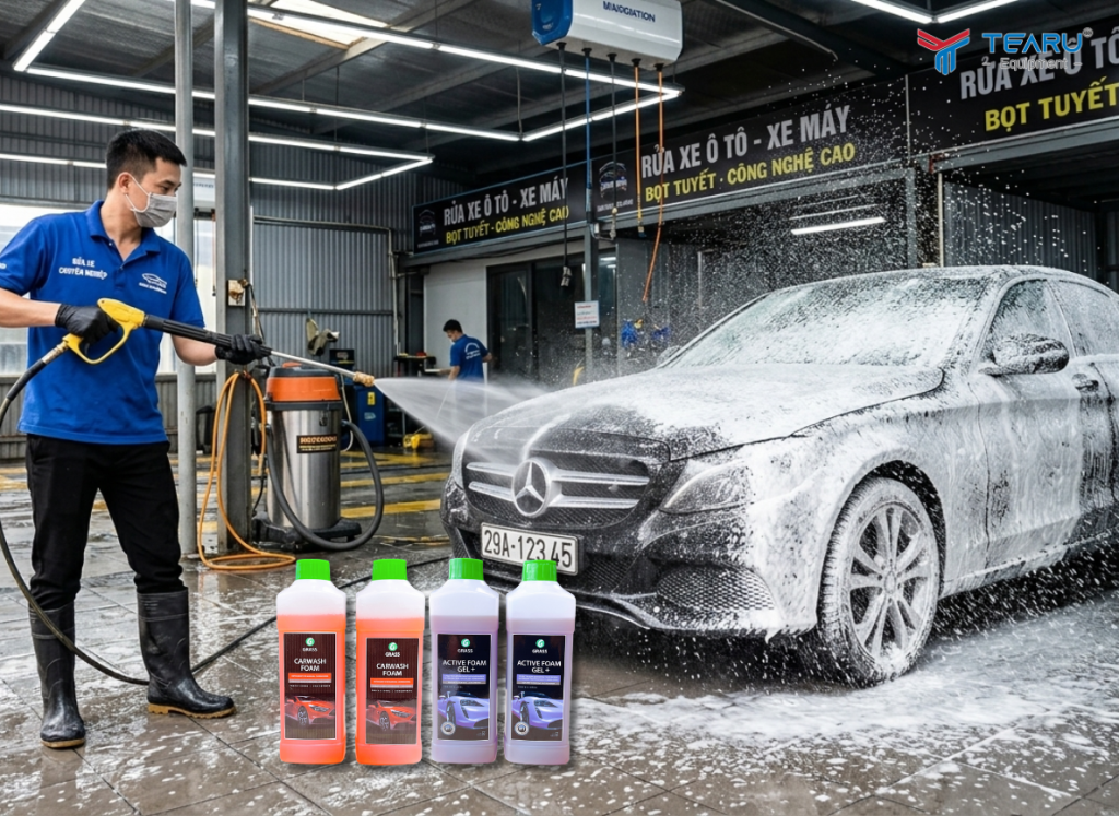Cách Bảo Vệ Lớp Sơn Xe Trước Tác Động Của Thời Tiết Hiệu Quả Và Bền Lâu 3 Sử dụng dung dịch rửa và chăm sóc xe chính hãng Grass nhập khẩu từ Nga giúp an toàn cho lớp sơn và người dùng