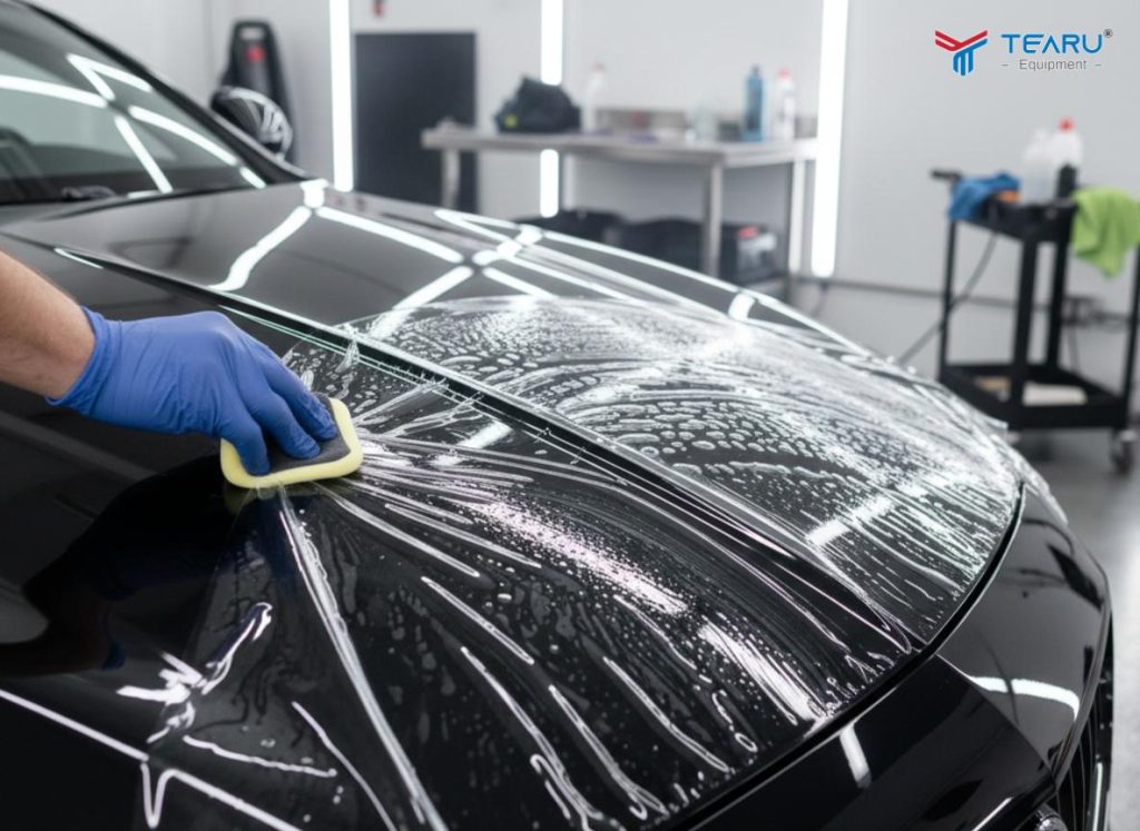 Nên Phủ Ceramic Hay Dán PPF Để Bảo Vệ Sơn Xe Tốt Nhất? 2 Dán PPF là lớp phim nhựa polyurethane trong suốt dán trực tiếp lên bề mặt sơn xe.