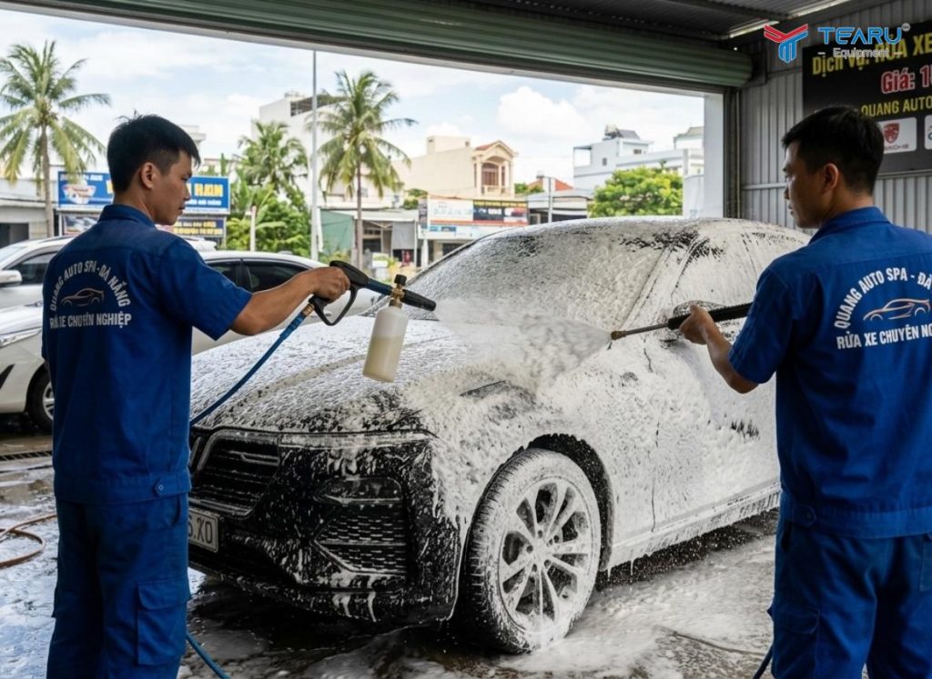 Có Nên Rửa Xe Bằng Xà Phòng Hay Nước Rửa Chén Không? Sự Thật Nhiều Người Chưa Biết 4 Phương pháp rửa xe bọt tuyết giúp làm mềm vết bẩn và hạn chế trầy xước.