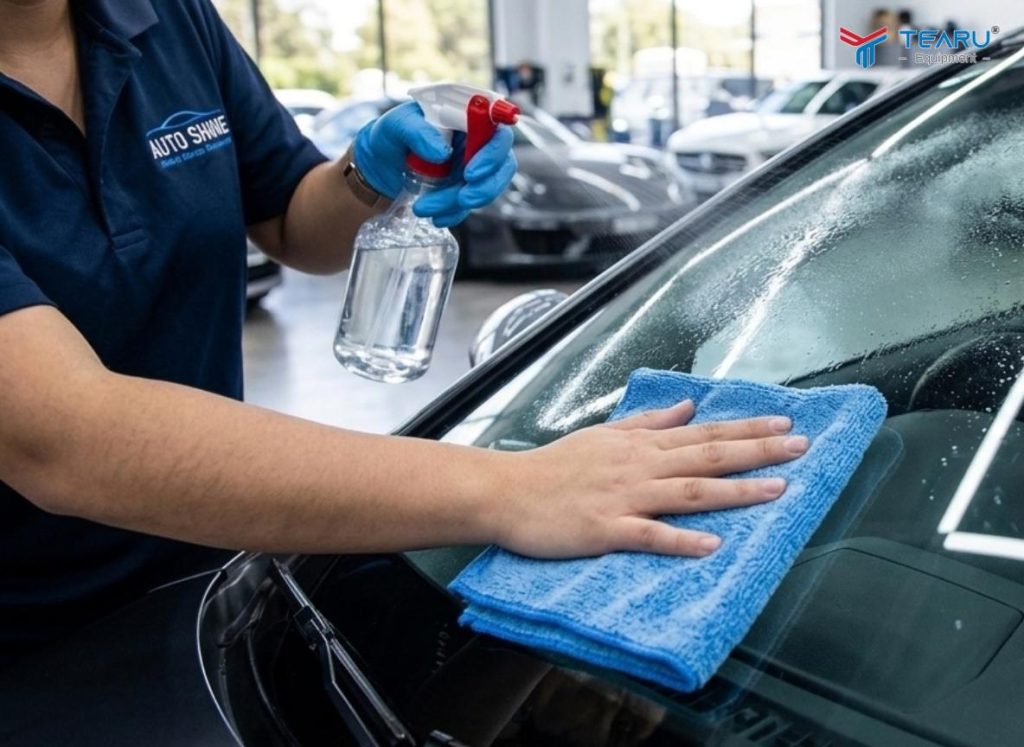 Mẹo Làm Sạch Kính Xe Không Bị Mờ Sau Khi Rửa 2 Sử dụng khăn microfiber chuyên dụng để lau bề mặt kính xe