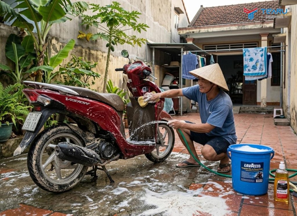 Cách Làm Sạch Xe Máy Sau Khi Đi Biển Hoặc Vùng Nhiều Muối 2 Sau khi di chuyển ở vùng biển hoặc có hơi muối bạn nên rửa xe lại trong vòng 24h