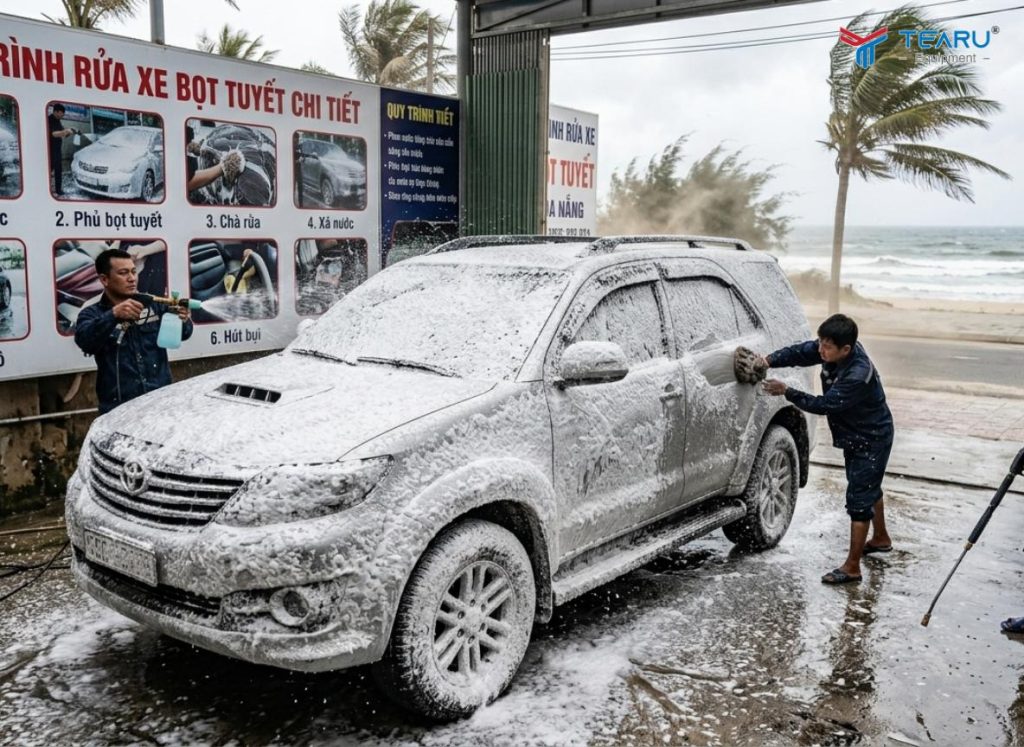 Kinh Nghiệm Bảo Dưỡng Xe Khi Sống Gần Biển Bạn Không Thể Bỏ Qua 2 Rửa xe thường xuyên và sử dụng dung dịch chuyên dụng để chống bám mặn cho cho ở gần biển