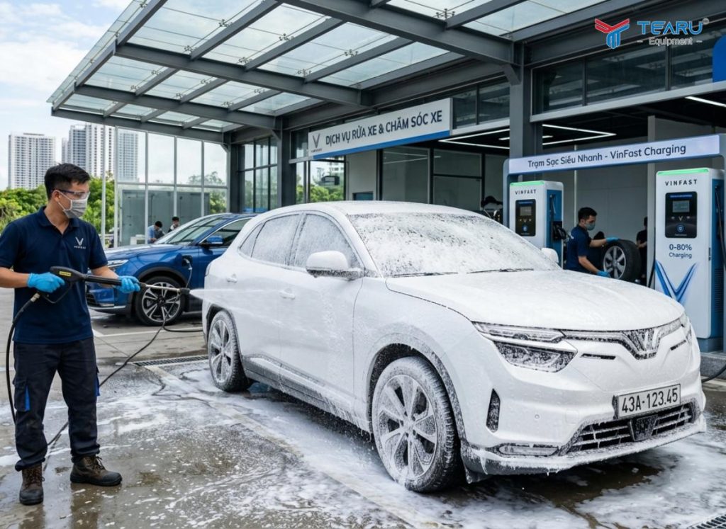 Rửa Xe Điện Kết Hợp Trạm Sạc: Giải Pháp Kinh Doanh Thời Đại Xe Xanh 2 Khách hàng có thể đến sạc điện và tiện thể rửa luôn xe của mình vô cùng tiện lợi