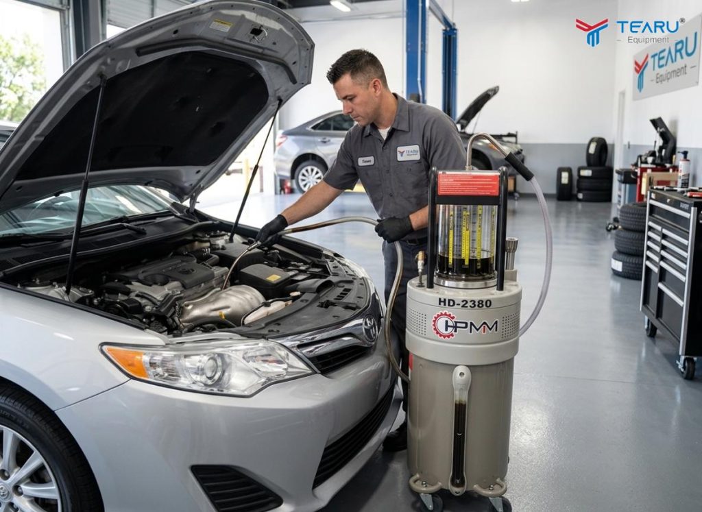 Thay Dầu Xe Ô Tô Bằng Máy Hút Nhớt Hay Xả Đáy? Nên Chọn Cách Nào Tốt Nhất? 3 Thay nhớt bằng máy hút nhớt nhanh, tiện lợi hơn