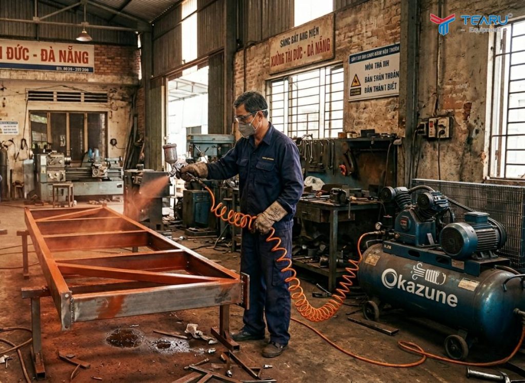 Top 9 Ngành Nghề Không Thể Thiếu Máy Nén Khí Bạn Nên Biết 4 Trong ngành cơ khí không thể thiếu máy nén khí vì ứng dụng không chỉ phun sơn và còn hỗ trợ nhiều thiết bị làm việc khác