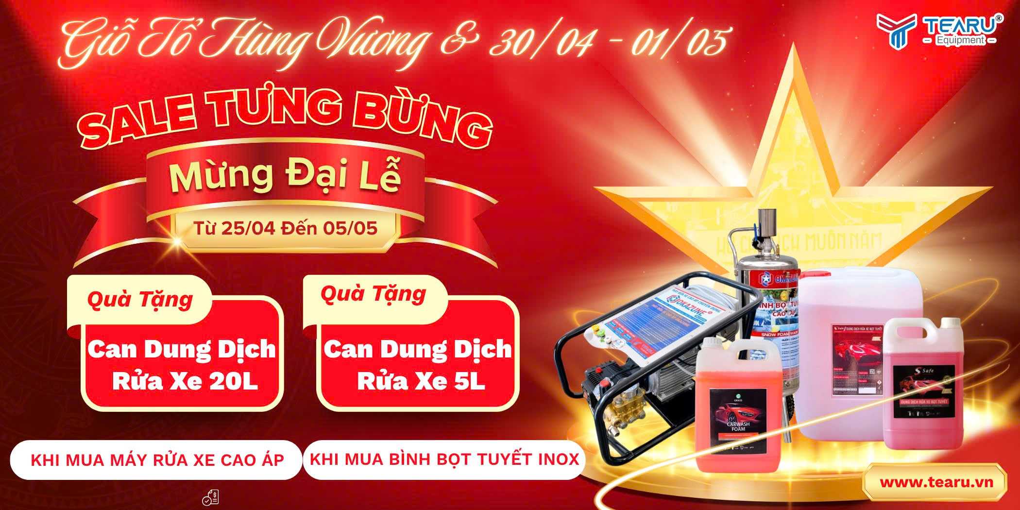 Khuyến Mãi Tưng Bừng Mừng Đại Lễ Giỗ Tổ Hùng Vương Và 30/4 – 1/5 Cùng TEARU