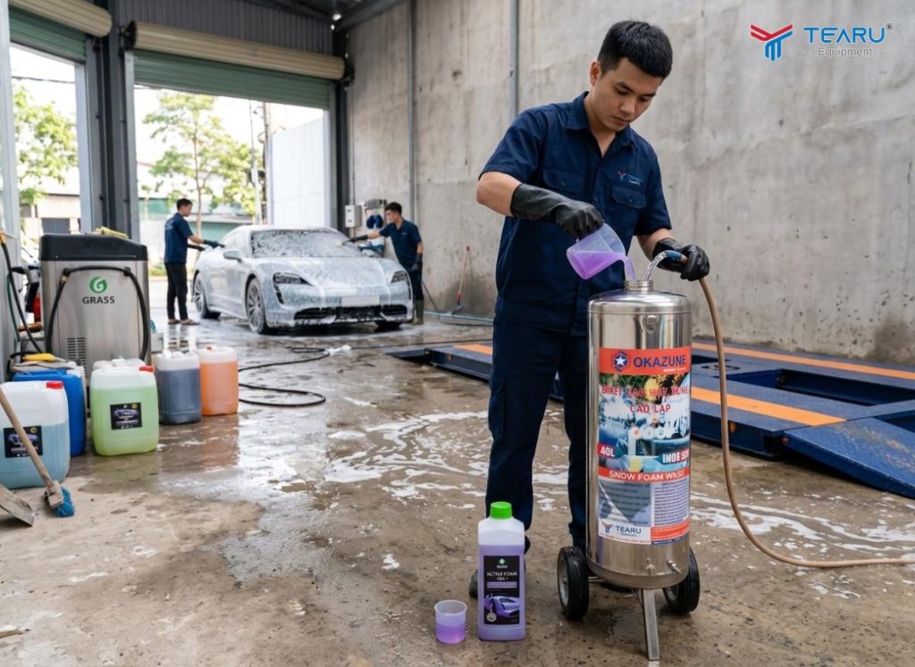 Cách Pha Dung Dịch Không Chạm Vào Bình Bọt Tuyết Inox Chuẩn Tỷ Lệ, Hiệu Quả Cao 4 Pha dung dịch bằng nước sạch đúng tỉ lệ để đảm bảo chất lượng bọt