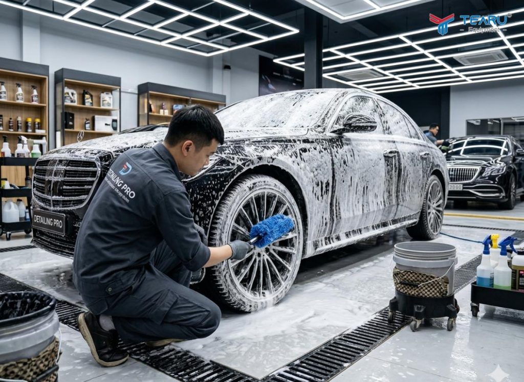 Thứ Tự Rửa Các Bộ Phận Trên Xe Ô Tô Đúng Cách Để Không Trầy Sơn 2 Khi vệ sinh lazang cần sử dụng cọ chuyên dụng và không dùng chung với bộ phận khác
