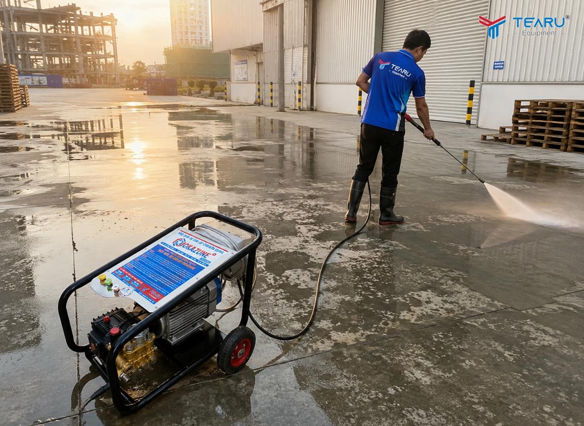 Ứng Dụng Máy Rửa Cao Áp Cho Kho Bãi Giúp Tiết Kiệm Chi Phí Vệ Sinh