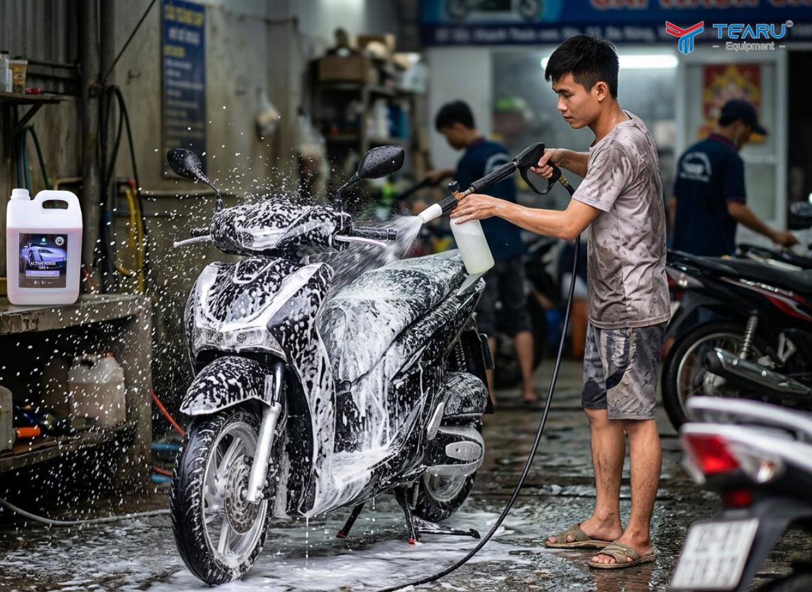 Rửa Xe Máy Nên Dùng Dung Dịch Gì Để Tiết Kiệm Và Hiệu Quả?